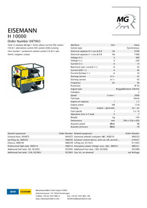 Generatoare de curent pe benzină Eisemann H 10000