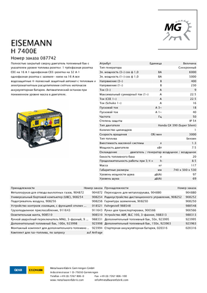 Generatoare de curent pe benzină Eisemann H 7400 E