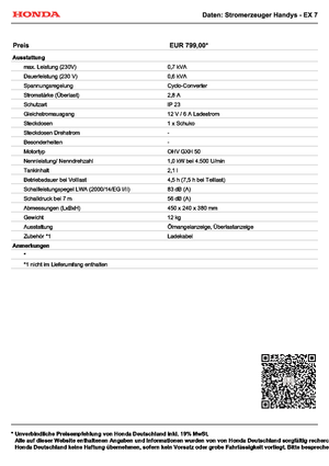 Generatoare de curent pe benzină Honda Handy EX 7