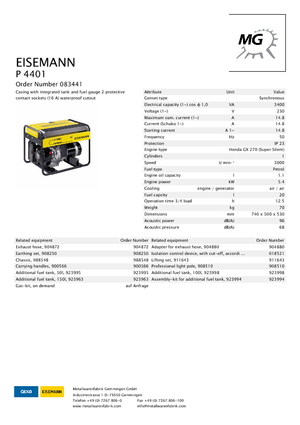 Generatoare de curent pe benzină Eisemann P 4401