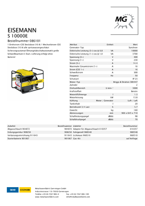 Generatoare de curent pe benzină Eisemann S 10000 E