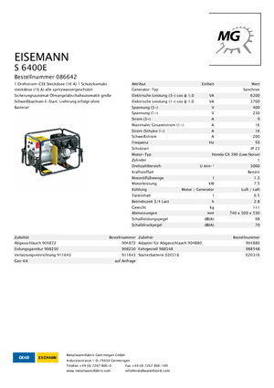 Generatoare de curent pe benzină Eisemann S 6400 E