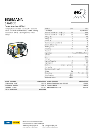 Generatoare de curent pe benzină Eisemann S 6400 E