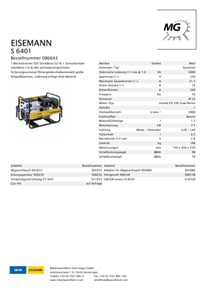 Generatoare de curent pe benzină Eisemann S 6401