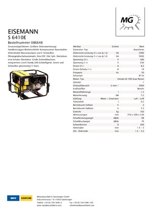 Generatoare de curent pe benzină Eisemann S 6410 E