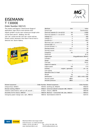 Generatoare de curent pe benzină Eisemann T 13000 E