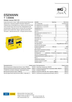 Generatoare de curent pe benzină Eisemann T 13000 E
