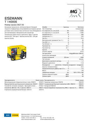 Generatoare de curent pe benzină Eisemann T 14000 E