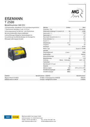 Generatoare de curent pe benzină Eisemann T 2500