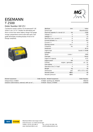Generatoare de curent pe benzină Eisemann T 2500