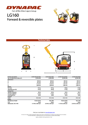Plăci compactoare reversibile Dynapac LG 160