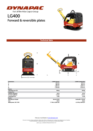 Plăci compactoare reversibile Dynapac LG 400