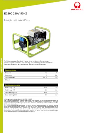 Generatoare de curent pe benzină PRAMAC Lifter E 3200