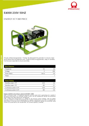 Generatoare de curent pe benzină PRAMAC Lifter E 4000