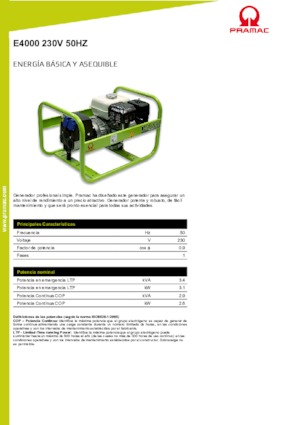 Generatoare de curent pe benzină PRAMAC Lifter E 4000