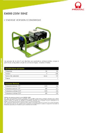 Generatoare de curent pe benzină PRAMAC Lifter E 4000