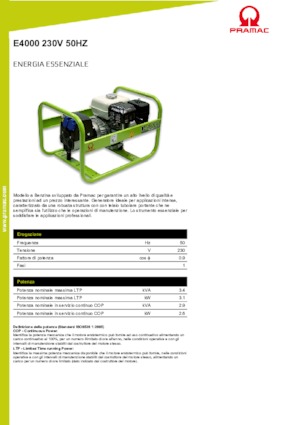 Generatoare de curent pe benzină PRAMAC Lifter E 4000