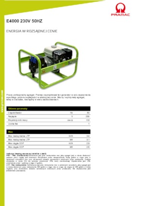 Generatoare de curent pe benzină PRAMAC Lifter E 4000