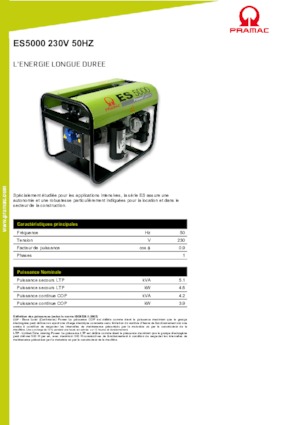 Generatoare de curent pe benzină PRAMAC Lifter ES 5000