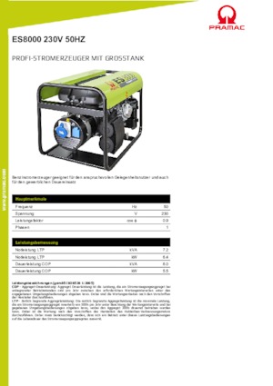 Generatoare de curent pe benzină PRAMAC Lifter ES 8000