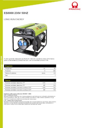 Generatoare de curent pe benzină PRAMAC Lifter ES 8000