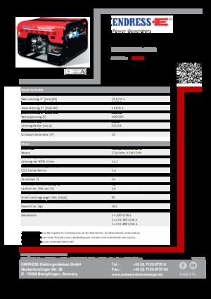 Generatoare de curent pe benzină Endress ESE 1206 DHS-GT ES