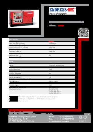 Generatoare de curent pe benzină Endress ESE 1308 DBG ES ISO Duplex Silent