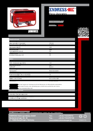 Generatoare de curent pe benzină Endress ESE 206 HS-GT
