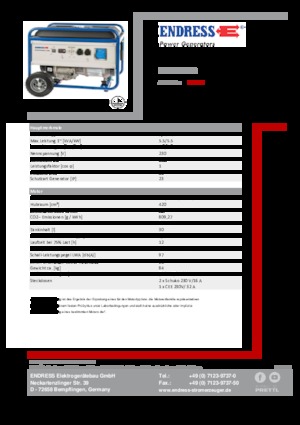 Generatoare de curent pe benzină Endress ESE 6000 DBS