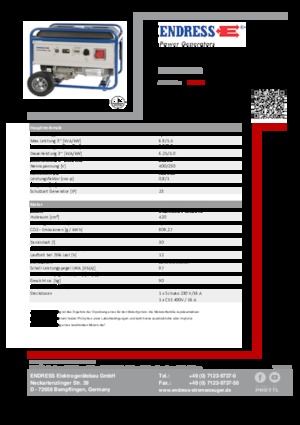 Generatoare de curent pe benzină Endress ESE 6000 DBS