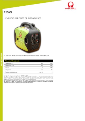 Generatoare de curent pe benzină PRAMAC Lifter P 2000 i