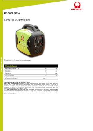 Generatoare de curent pe benzină PRAMAC Lifter P 2000 i