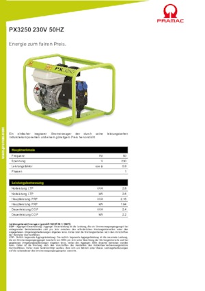 Generatoare de curent pe benzină PRAMAC Lifter PX 3250