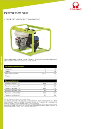 Generatoare de curent pe benzină PRAMAC Lifter PX 3250