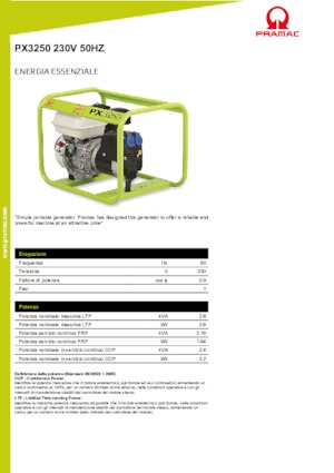 Generatoare de curent pe benzină PRAMAC Lifter PX 3250