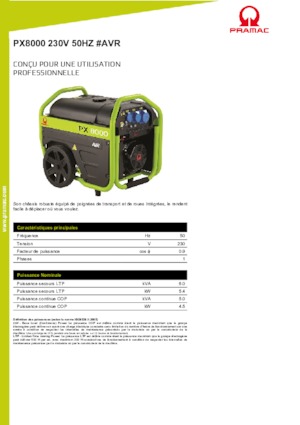 Generatoare de curent pe benzină PRAMAC Lifter PX 8000