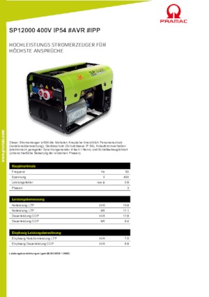 Generatoare de curent pe benzină PRAMAC Lifter SP 12000