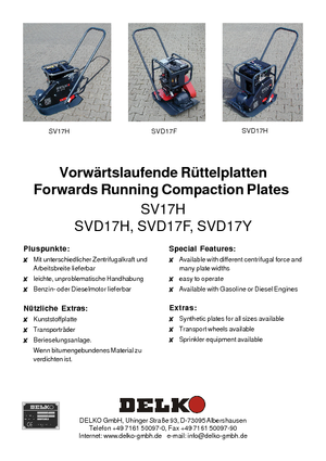 Plăci vibratoare cu o singură direcție Delko SV 17 H