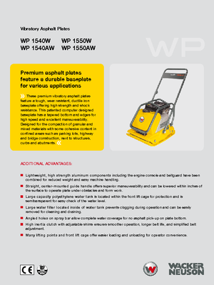 Plăci vibratoare cu o singură direcție Wacker WP 1540 W