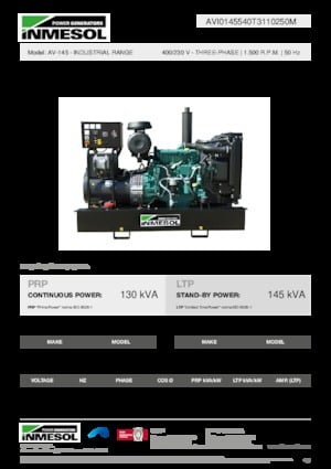 Generatoare de curent diesel INMESOL AV-145