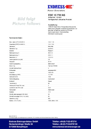 Generatoare de curent diesel Endress ESE 15 YW/AS