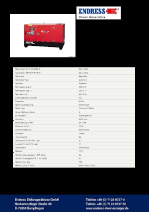 Generatoare de curent diesel Endress ESE 35 YW-B