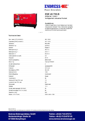 Generatoare de curent diesel Endress ESE 45 YW-B
