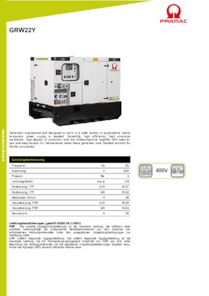 Generatoare de curent diesel PRAMAC Lifter GRW 22 Y
