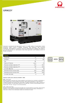 Generatoare de curent diesel PRAMAC Lifter GRW 22 Y