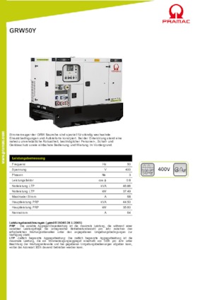 Generatoare de curent diesel PRAMAC Lifter GRW 50 Y