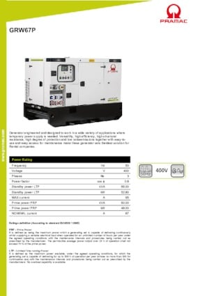 Generatoare de curent diesel PRAMAC Lifter GRW 67 P