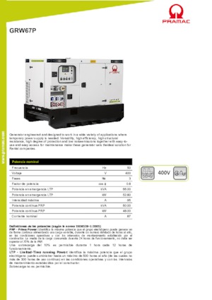 Generatoare de curent diesel PRAMAC Lifter GRW 67 P