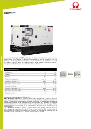 Generatoare de curent diesel PRAMAC Lifter GRW 67 P