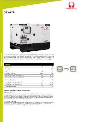 Generatoare de curent diesel PRAMAC Lifter GRW 67 P
